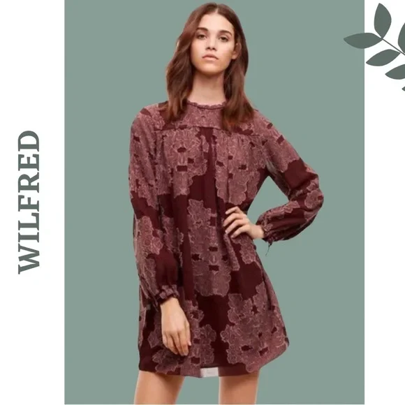 Wilfred Lace Overlay Mini Dress Silk Trim Romantic Burgundy Small - Picture 3 of 14
